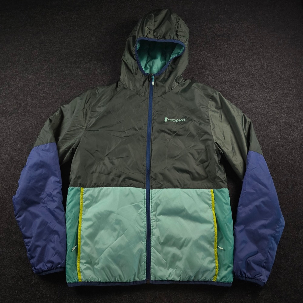 Cotopaxi Teca Calido Reversible Hooded Jacket Green Blue Colorblock Men's M